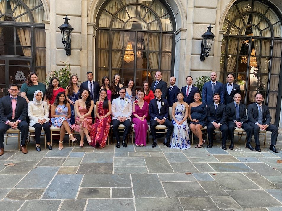 GWU Surgery residents all dressed up for graduation dinner